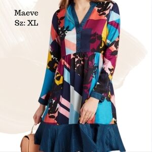 Maeve Gillian Abstract Shirtdress XL Multicolor Geometric Anthropologie